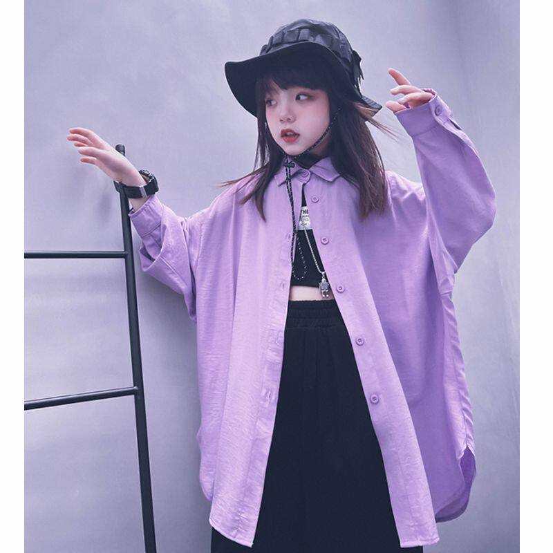 儿童舞蹈衬衫男女童薄款防晒衣纯色宽松垂感爵士舞彩色衬衣亲子装,童装/婴儿装/亲子装,衬衫,淘宝优惠券,粉丝福利购,淘宝优惠卷