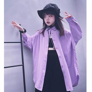 儿童舞蹈衬衫男女童薄款防晒衣纯色宽松垂感爵士舞彩色衬衣亲子装