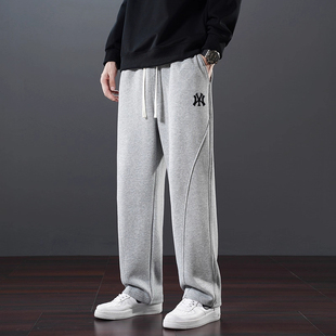 奥莱专柜裤子男秋冬季加绒直筒卫裤纯棉运动裤男2025新款休闲裤