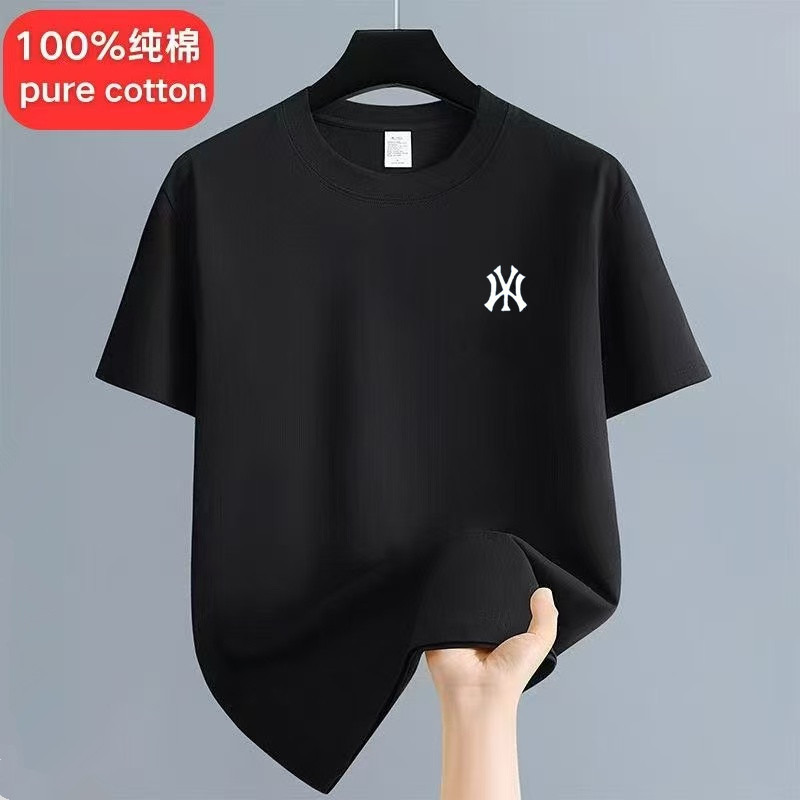 奥莱专柜短袖t恤男女夏季新款纯色宽松半袖300g重磅纯棉圆领上衣