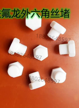 聚四氟乙烯六角丝堵PTFE闷头铁氟龙外牙堵头1分牙2分3分4分6分8分