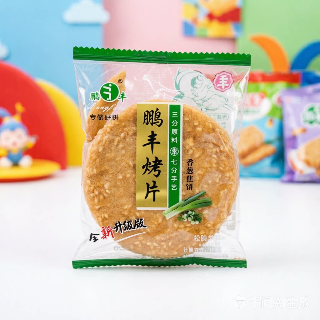 鹏丰手工烤片香葱焦饼独立小包装煎饼薄脆饼干散装零食图片