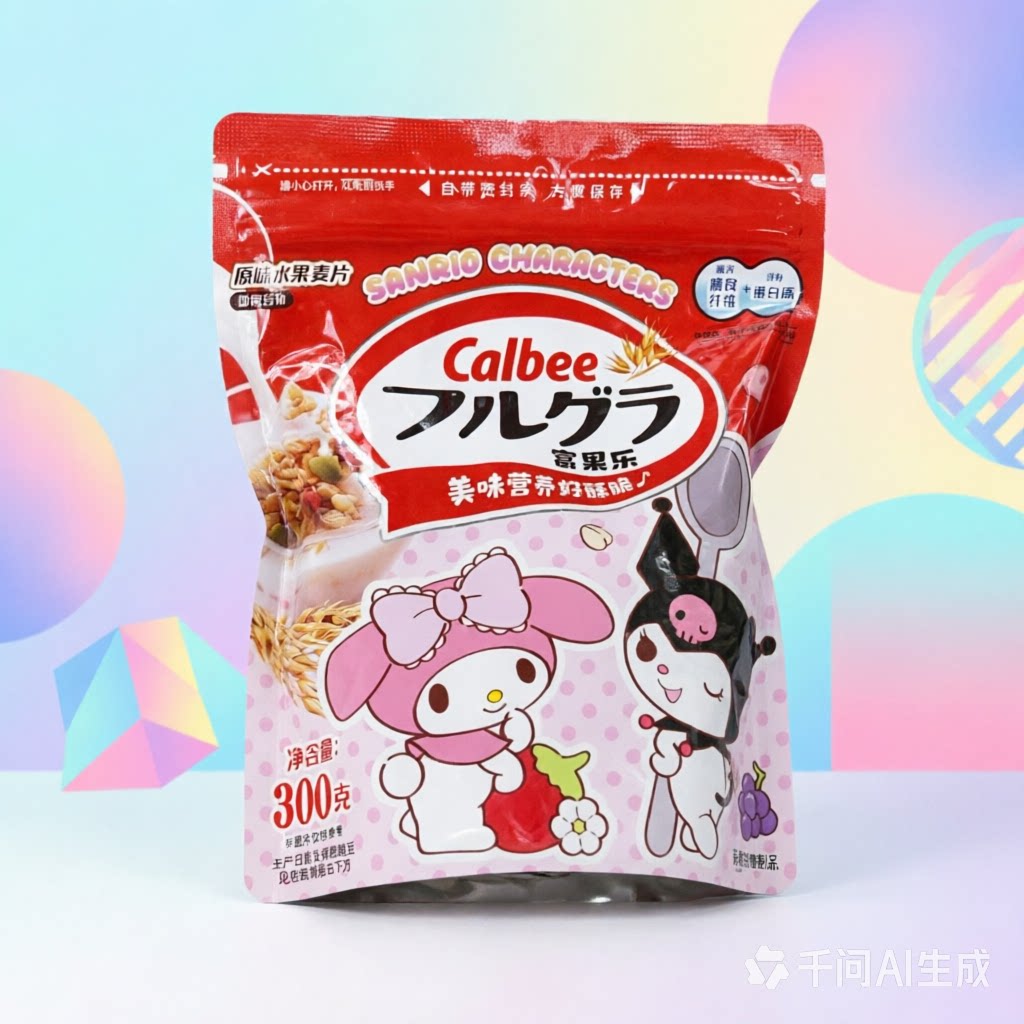 Calbee卡乐比即食三丽鸥水果麦片营养早餐代餐麦片300g非油炸麦片图片