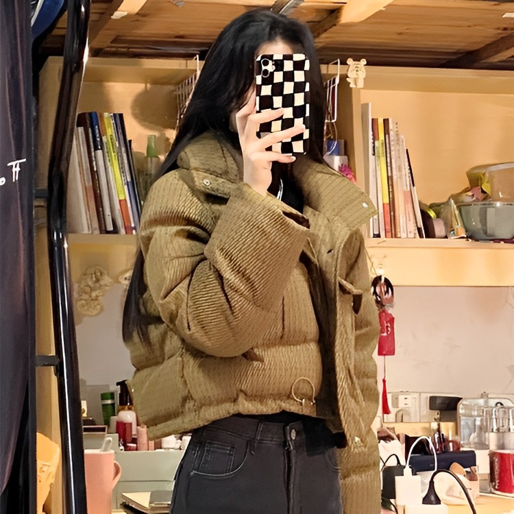 2023年新款冬季时尚短款立领棉服女