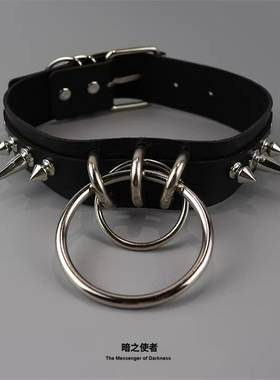 个性夸张铆钉圆环项圈朋克哥特亚文化皮质颈带潮酷摇滚辣妹choker