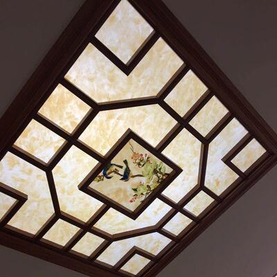 羊皮纸PVC透光膜石纹灯罩材料中式木雕吊顶花格贴纸灯箱胶片灯纸