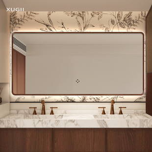 中古风led浴室镜带灯挂墙卫生间洗手台智能镜子防雾化妆镜高级感