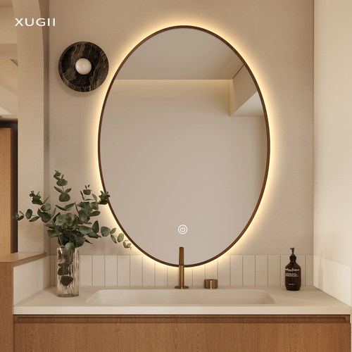 中古椭圆智能镜子防雾浴室镜带灯