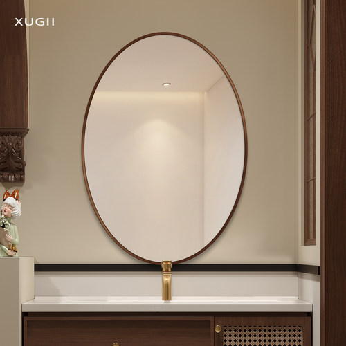 中古椭圆浴室卫生间化妆镜子壁挂