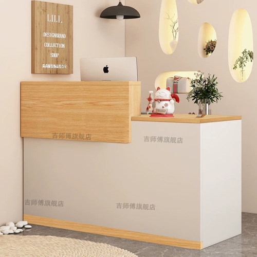 小型收银台带转角餐饮前台桌服装店柜台女装店新款接待台店铺吧台