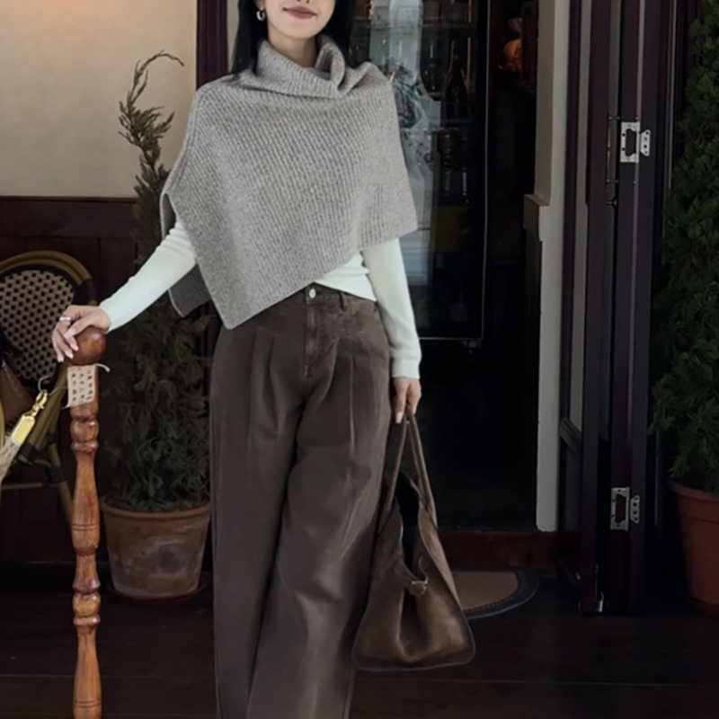 “秋冬毛衣披肩”杏色慵