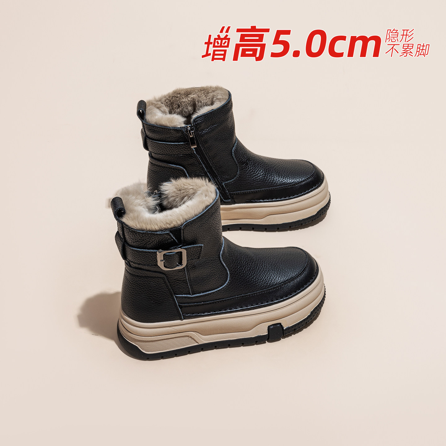 头层牛皮雪地靴女2025年保暖棉靴