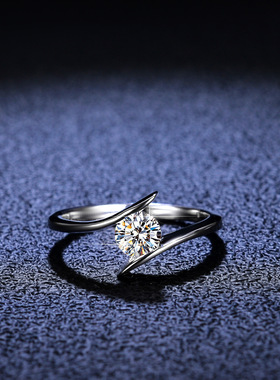 莫桑石925纯银戒指女镀PT950 铂金轻奢时尚指环命运女神钻戒戒子