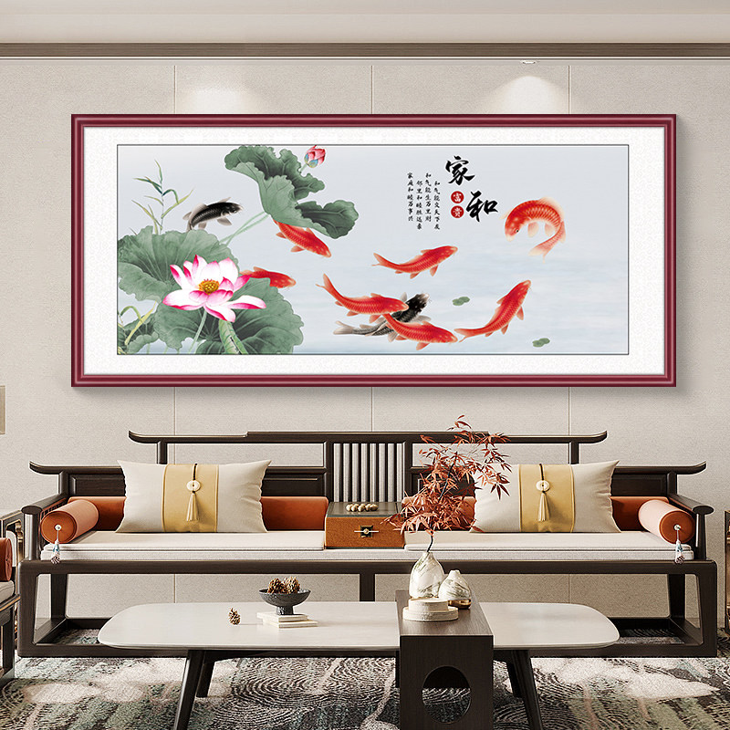 雅韵客厅新中式花开富贵装饰画