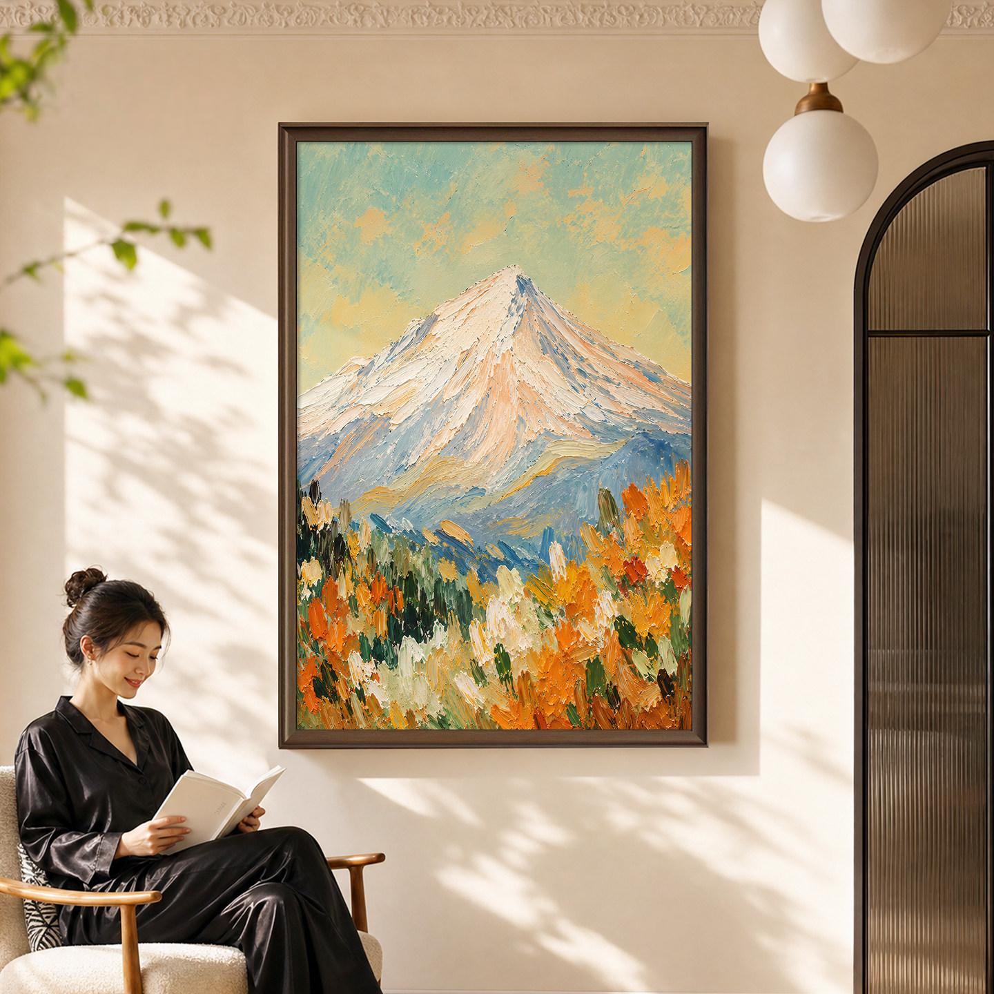 背有靠山法式风景玄关对门挂画图片