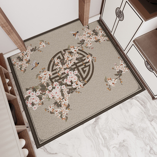 新中式入户入门可裁剪脚踏垫进门口丝圈大尺寸地垫门垫竖版地毯