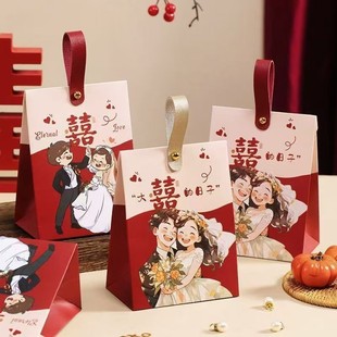 卡通创意喜糖伴手礼盒 空盒感新款 中式 结婚喜糖盒婚礼糖果包装