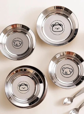 316不锈钢卡通可爱儿童宝宝迷你餐盆水果盘零食盘家用防摔KOM盘