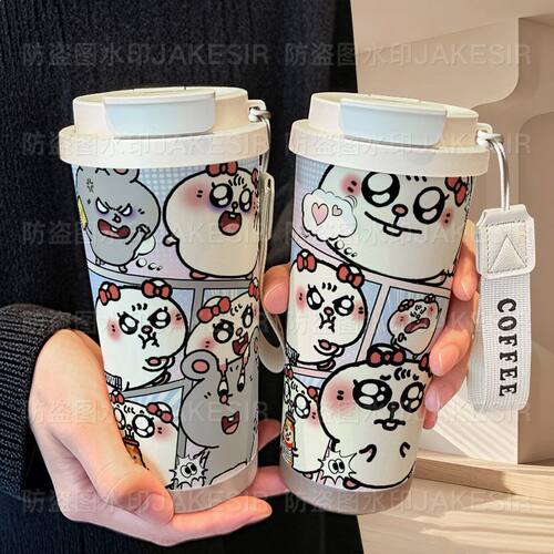 美叽和大鼠杯子美叽大鼠可爱卡通保温杯不锈钢吸管双饮大容量咖啡
