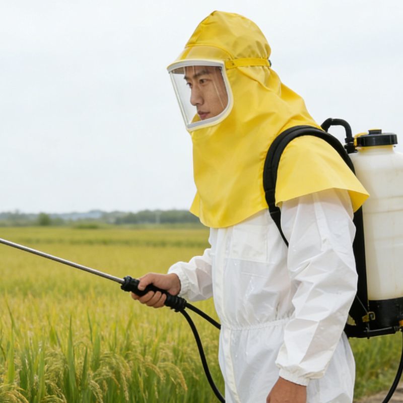 农药喷洒防护面罩穿戴轻便防水全脸喷漆防飞溅头罩耐酸碱披肩帽
