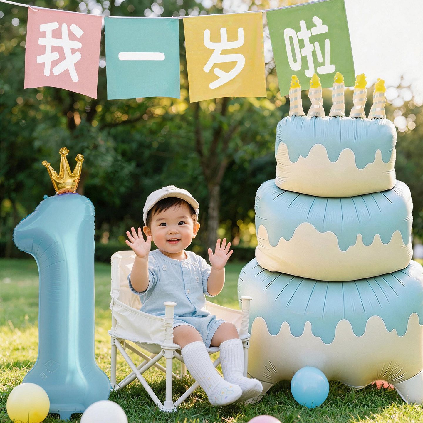 我一岁啦横幅周岁生日布