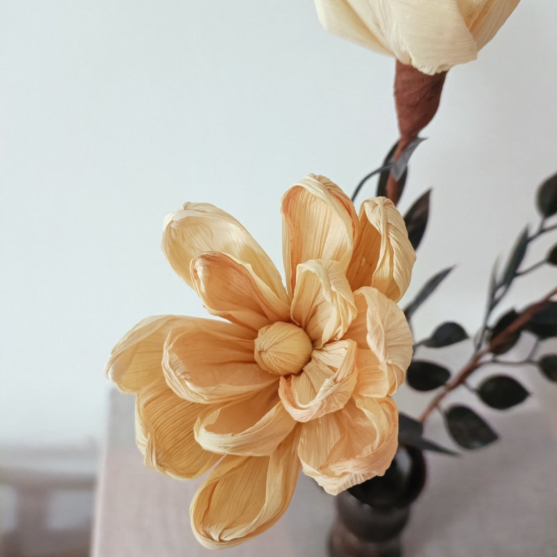 玉米皮手工作品玉米皮成品材料荷花民原创百搭拍照莫兰迪文艺清新