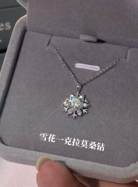 耳边风设计雪花莫桑钻纯银项链｜