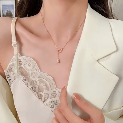 耳边风S925纯银轻奢锁骨链女简约