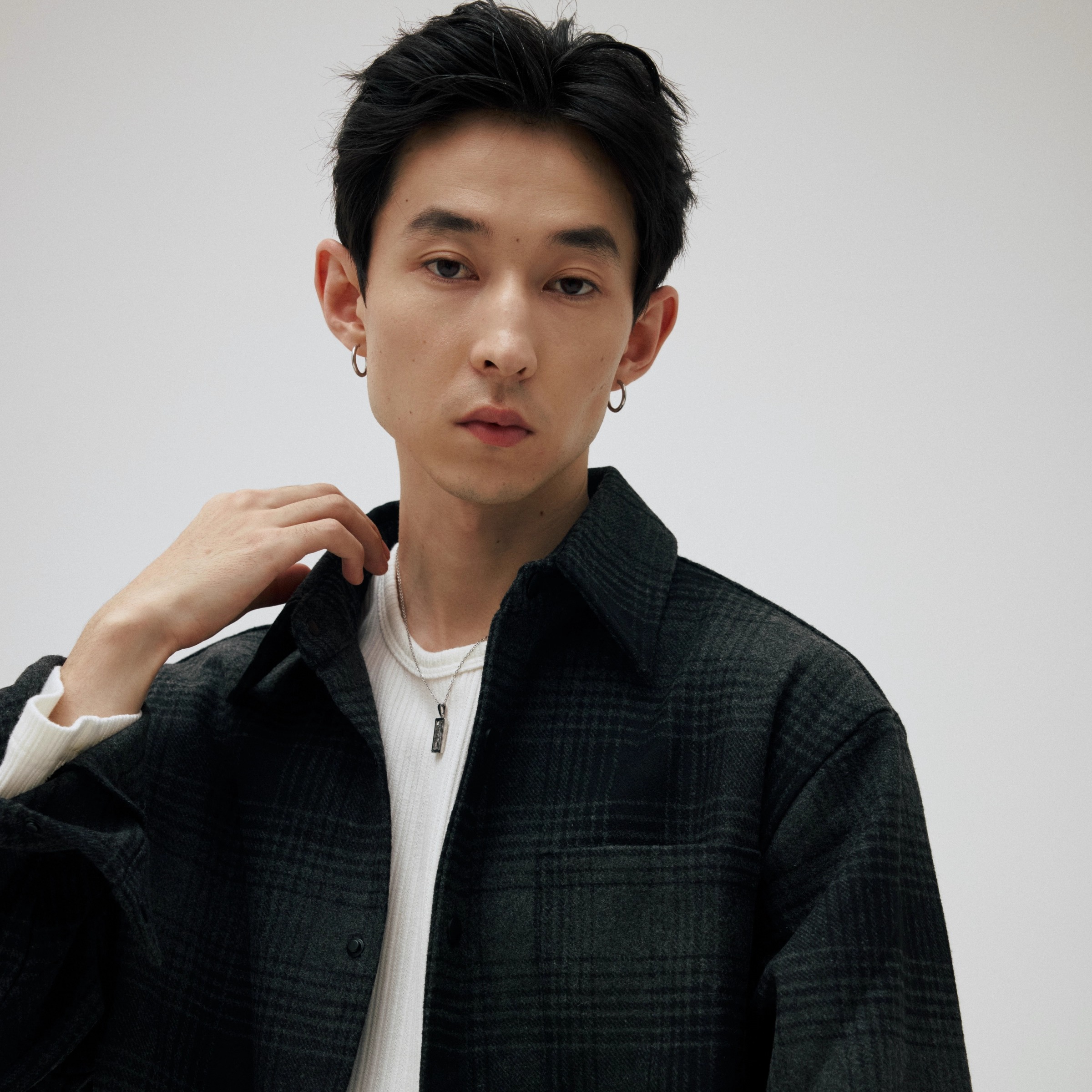 BCALM【羊毛衬衫夹克】秋冬复古宽松混纺定织重磅格纹翻领外套