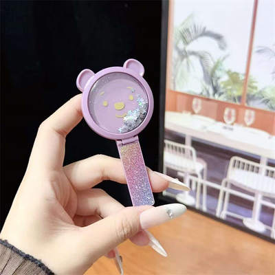 流沙熊补妆镜手机支架一字折叠