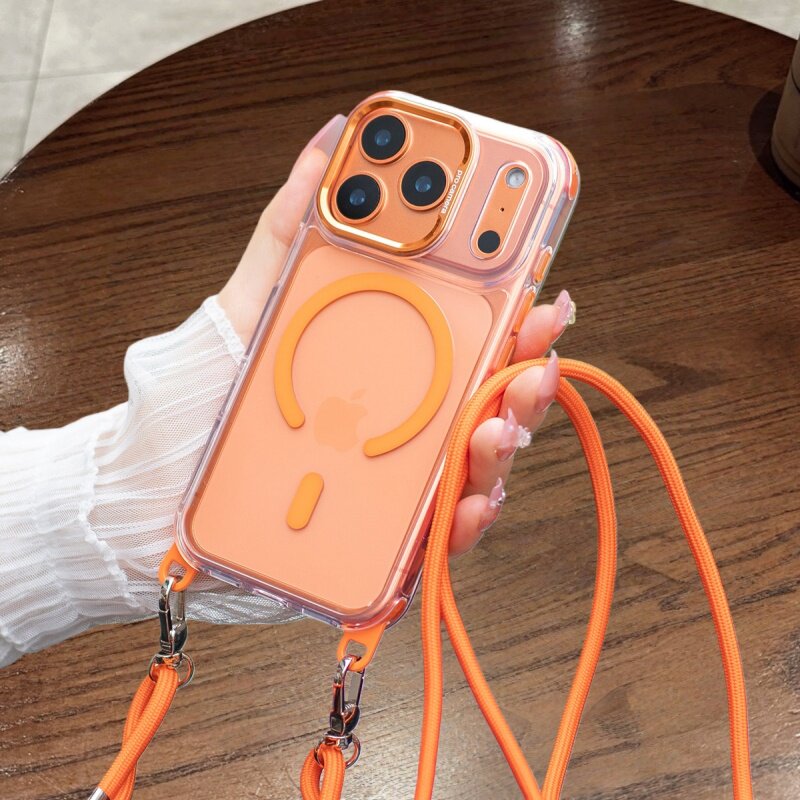 适用苹果17手机壳高透带挂绳16
