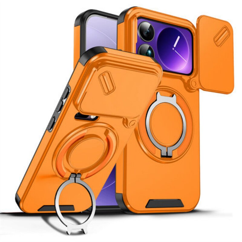 滑盖镜头推窗适用小米17promax手机壳推窗支架15pro磁吸保护套14ultra全包防指纹防摔男女款旋转一体支架壳