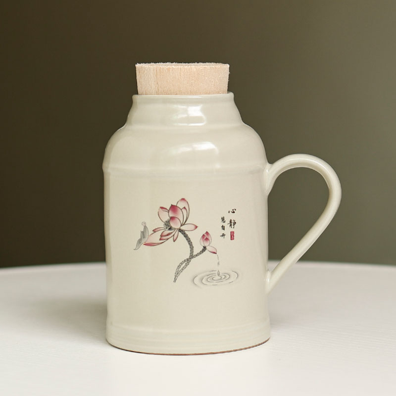 汝窑小暖壶实用带盖水壶水杯陶瓷