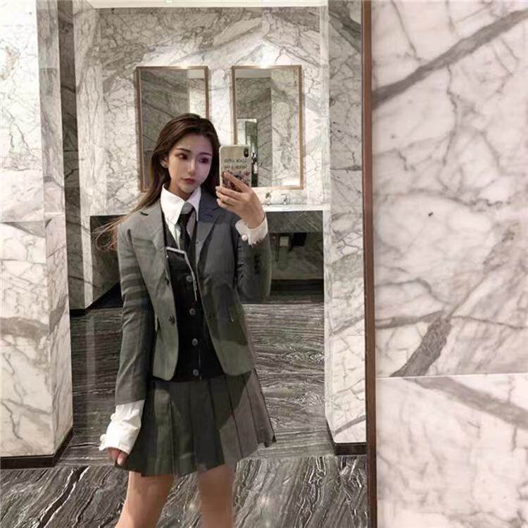 tb风四杠女西装 春秋修身羊毛小西装职业通勤OL女士休闲西装外套