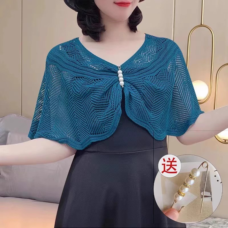 薄款冰丝套头针织披肩女夏季外搭配裙子百搭防晒空调房护肩颈罩衫