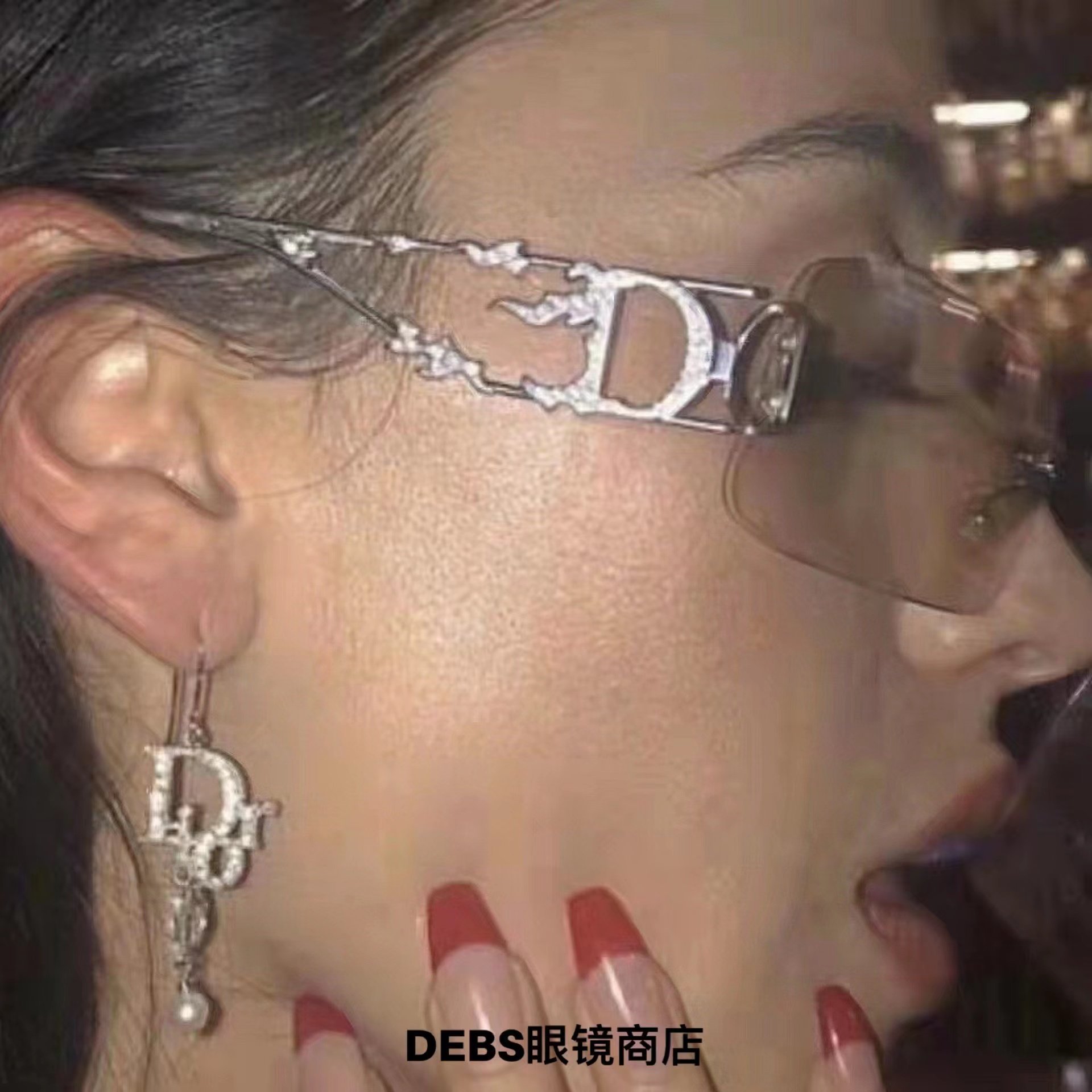 thumbnail for Hard to find! Medieval Custom Flame Sunglasses VTG Millennium Spice Girl Gray Gradient Glasses Bella Same Style