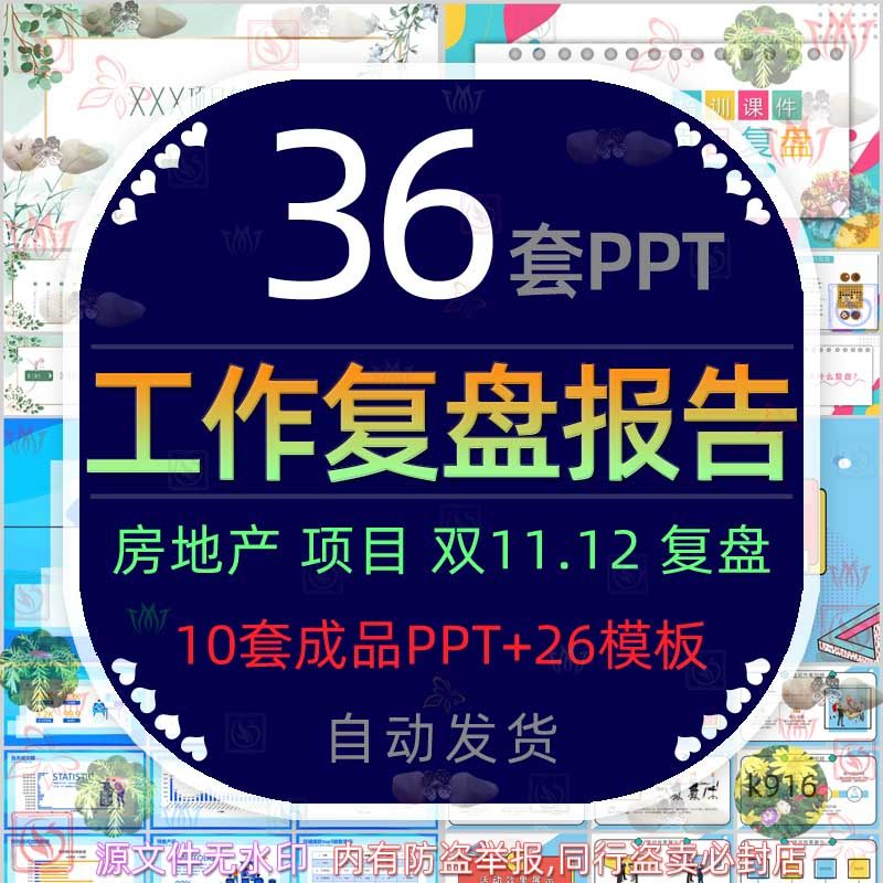 开发商房地产项目工作复盘报告ppt模板双十二双十一数据复盘总结