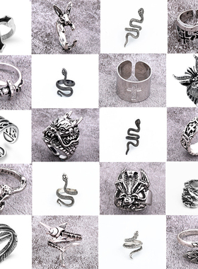 1PC Hot Punk Gothic Snake Cross Male Ring Hip Hop Vintage