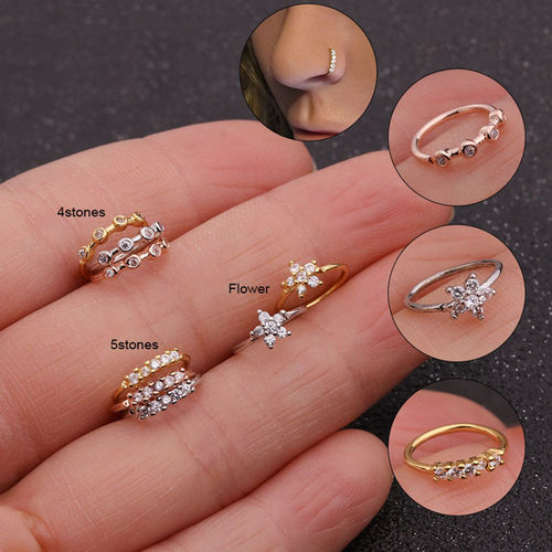 2 Pcs 0.8x8mm Nose Piercing Body Jewelry Part Nose Hoop Nos
