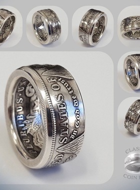 Morgan Silver Dollar Coin Ring 'eagle' Silver Plated Handma
