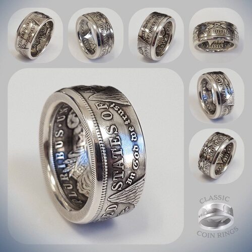 Morgan Silver Dollar Coin Ring 'eagle' Silver Plated Handma