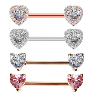 1Pair New Clear Zircon Heart Nipple Rings Cover Piercing Bo