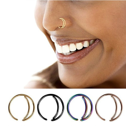2021 8mm Segment Rings Nose Hoop Ear Piercing Tragus Silver