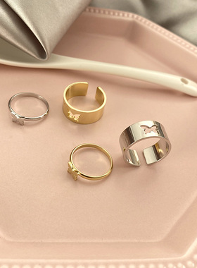 Vintage Butterfly Rings For Women Men Lover Couple Ring Set