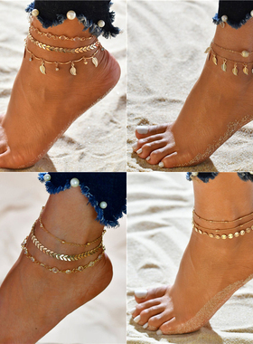 Modyle Bohemian Beads Ankle Bracelet for Women Leg Chain Ro