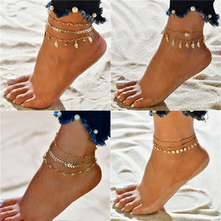 Modyle Bohemian Beads Ankle Bracelet for Women Leg Chain Ro
