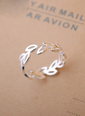 Bohemian Vintage 925 Sterling Silver Leaf Rings for Women B