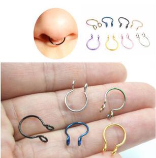 2pcs U Shaped Fake Nose Ring Hoop Septum Rings Stainless