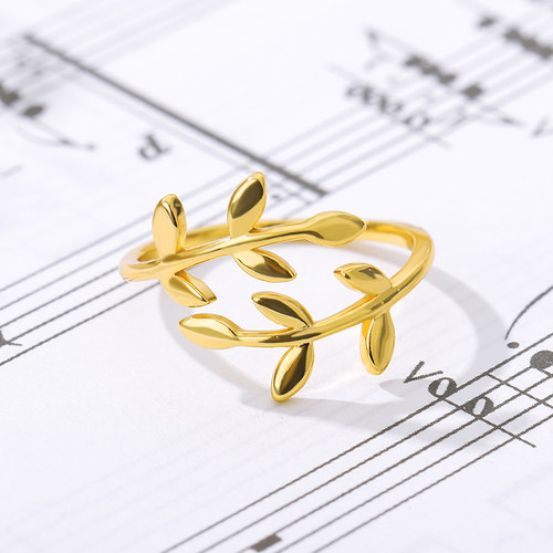 Adjustable Leaf Rings For Women Rose Gold Silver Color Resi