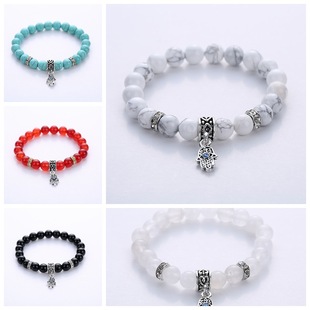 Handmade Natural Stone Lotus Ohm Buddha Beads Bracelet Pink